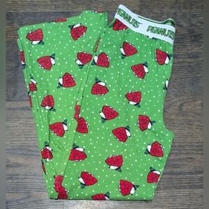 🔥LAST New Large Peanuts Snoopy Christmas Green Red Puffer Pajama Lounge Pants